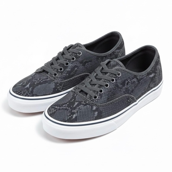 Vans Gray Snake Print Canvas Skate Sneakers Lace Up Low Top Shoes Size 9 - Picture 3 of 12